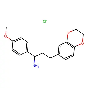 1,4-Benzodioxin-6-propanamine, 2,3-dihydro-alpha-(4-methoxyphenyl)-, hydrochloride structure
