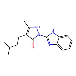 1-(1H-benzimidazol-2-yl)-3-methyl-4-(3-methylbutyl)-1H-pyrazol-5-ol structure
