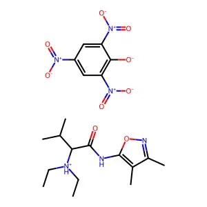 [1-[(3,4-dimethyl-1,2-oxazol-5-yl)amino]-3-methyl-1-oxobutan-2-yl]-diethylazanium;2,4,6-trinitrophenolate structure