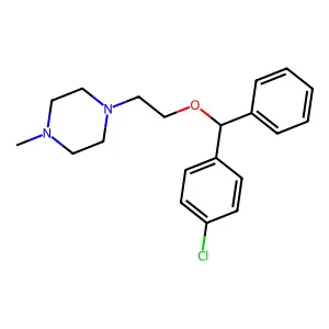 1-[2-[(4-chlorophenyl)-phenylmethoxy]ethyl]-4-methylpiperazine structure