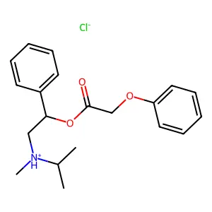 Phenoxyacetic acid alpha-((isopropylmethylamino)methyl)benzyl ester hydrochloride structure