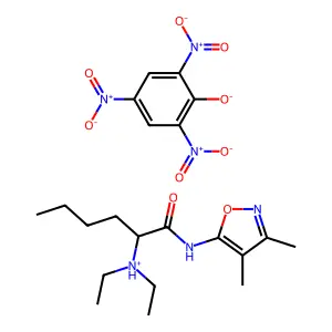 [1-[(3,4-dimethyl-1,2-oxazol-5-yl)amino]-1-oxohexan-2-yl]-diethylazanium;2,4,6-trinitrophenolate structure