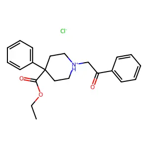 ethyl 1-phenacyl-4-phenylpiperidin-1-ium-4-carboxylate chloride structure