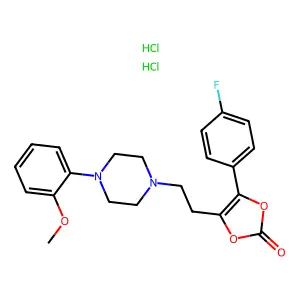 4-(4-fluorophenyl)-5-[2-[4-(2-methoxyphenyl)piperazin-1-yl]ethyl]-1,3-dioxol-2-onedihydrochloride structure