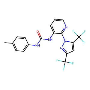 1-[2-[3,5-bis(trifluoromethyl)pyrazol-1-yl]-3-pyridinyl]-3-(4-methylphenyl)urea structure