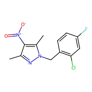 1-(2-chloro-4-fluorobenzyl)-3,5-dimethyl-4-nitro-1H-pyrazole structure