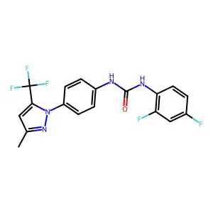 1-(2,4-difluorophenyl)-3-[4-[3-methyl-5-(trifluoromethyl)pyrazol-1-yl]phenyl]urea structure