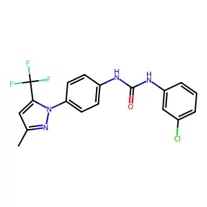 1-(3-chlorophenyl)-3-[4-[3-methyl-5-(trifluoromethyl)pyrazol-1-yl]phenyl]urea structure