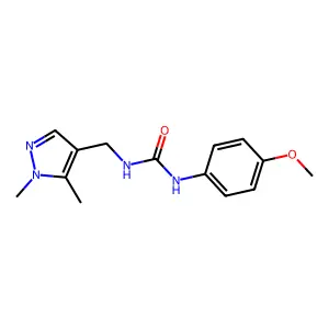 1-[(1,5-dimethylpyrazol-4-yl)methyl]-3-(4-methoxyphenyl)urea structure