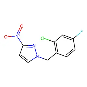 1-[(2-chloro-4-fluorophenyl)methyl]-3-nitropyrazole structure