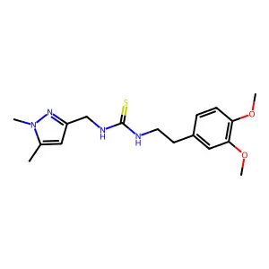 1-[2-(3,4-dimethoxyphenyl)ethyl]-3-[(1,5-dimethylpyrazol-3-yl)methyl]thiourea structure