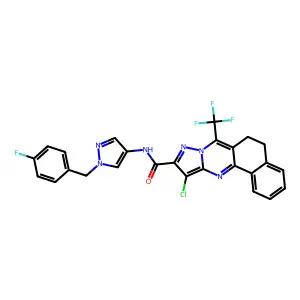 11-chloro-N-[1-(4-fluorobenzyl)-1H-pyrazol-4-yl]-7-(trifluoromethyl)-5,6-dihydrobenzo[h]pyrazolo[5,1-b]quinazoline-10-carboxamide structure