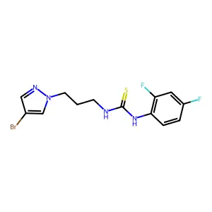 1-[3-(4-bromopyrazol-1-yl)propyl]-3-(2,4-difluorophenyl)thiourea structure