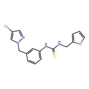 1-[3-[(4-chloropyrazol-1-yl)methyl]phenyl]-3-(furan-2-ylmethyl)thiourea structure