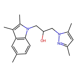 1-(3,5-dimethyl-1H-pyrazol-1-yl)-3-(2,3,5-trimethyl-1H-indol-1-yl)propan-2-ol structure
