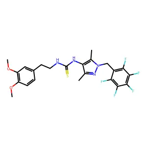 1-[2-(3,4-dimethoxyphenyl)ethyl]-3-[3,5-dimethyl-1-[(2,3,4,5,6-pentafluorophenyl)methyl]pyrazol-4-yl]thiourea structure
