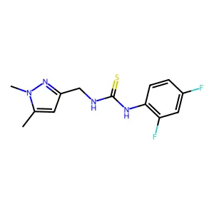 1-(2,4-difluorophenyl)-3-[(1,5-dimethylpyrazol-3-yl)methyl]thiourea structure