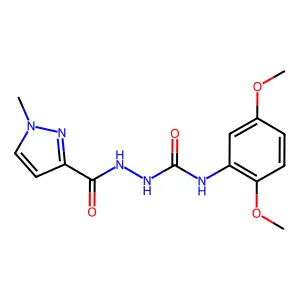 1-(2,5-dimethoxyphenyl)-3-[(1-methylpyrazole-3-carbonyl)amino]urea structure