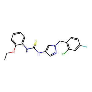 1-[1-[(2-chloro-4-fluorophenyl)methyl]pyrazol-4-yl]-3-(2-ethoxyphenyl)thiourea structure