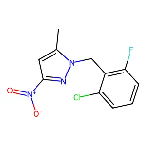 1-[(2-chloro-6-fluorophenyl)methyl]-5-methyl-3-nitropyrazole structure