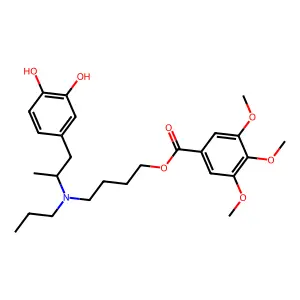 1,2-Benzenediol, 4-(2-(N-propyl-N-(4-(3,4,5-trimethoxybenzoyloxy)butyl)amino)propyl)- structure