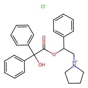 (1-phenyl-2-pyrrolidin-1-ium-1-ylethyl) 2-hydroxy-2,2-diphenylacetate chloride structure