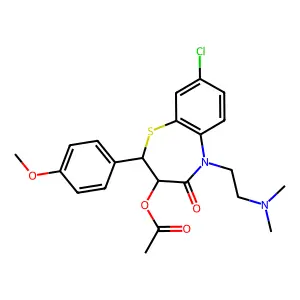 [(2S,3S)-8-chloro-5-[2-(dimethylamino)ethyl]-2-(4-methoxyphenyl)-4-oxo-2,3-dihydro-1,5-benzothiazepin-3-yl] acetate structure