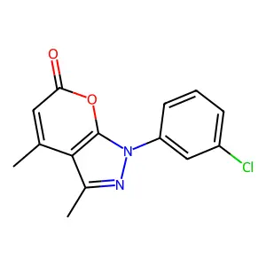 1-(3-Chlorophenyl)-3,4-dimethylpyrano[2,3-c]pyrazol-6(1H)-one structure