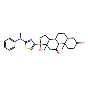 (8S,9S,10R,13S,14S,17R)-17-hydroxy-10,13-dimethyl-17-[2-(N-methylanilino)-1,3-thiazol-4-yl]-1,2,6,7,8,9,12,14,15,16-decahydrocyclopenta[a]phenanthrene-3,11-dione structure