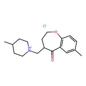 1-Benzoxepin-5(2H)-one, 3,4-dihydro-7-methyl-4-((4-methylpiperidino)methyl)-, hydrochloride structure