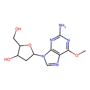 (2R,3S,5R)-5-(2-amino-6-methoxypurin-9-yl)-2-(hydroxymethyl)oxolan-3-ol structure