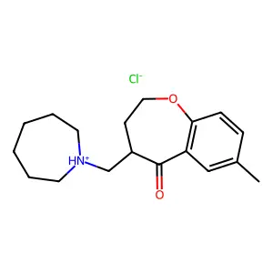 1-Benzoxepin-5(2H)-one, 3,4-dihydro-4-((hexahydro-1H-azepin-1-yl)methyl)-7-methyl-, hydrochloride structure
