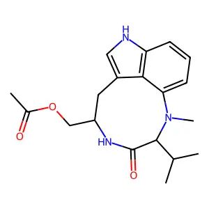 [(10R,13R)-9-methyl-11-oxo-10-propan-2-yl-3,9,12-triazatricyclo[6.6.1.04,15]pentadeca-1,4(15),5,7-tetraen-13-yl]methyl acetate structure