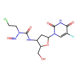 1-(2-chloroethyl)-3-[(2S,3S,5R)-5-(5-fluoro-2,4-dioxopyrimidin-1-yl)-2-(hydroxymethyl)oxolan-3-yl]-1-nitrosourea structure
