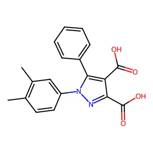 1-(3,4-dimethylphenyl)-5-phenylpyrazole-3,4-dicarboxylic acid structure