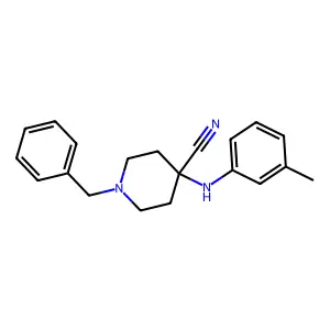 1-benzyl-4-(3-methylanilino)piperidine-4-carbonitrile structure