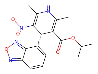 isopropyl-4-(2,1,3-benzoxadiazol-4-yl)-1,4-dihydro-2,6-dimethyl-5-nitro-3-pyridine carboxylate structure
