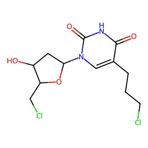 1-[(2R,4S,5S)-5-(chloromethyl)-4-hydroxyoxolan-2-yl]-5-(3-chloropropyl)pyrimidine-2,4-dione structure