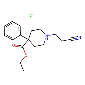 ethyl 1-(2-cyanoethyl)-4-phenylpiperidin-1-ium-4-carboxylate chloride structure