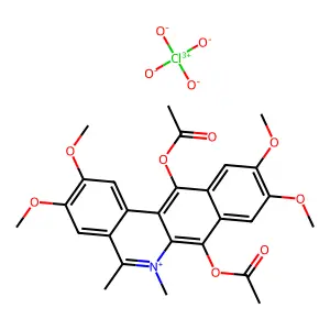 Benzo(b)phenanthridinium, 7,12-bis(acetyloxy)-5,6-dimethyl-2,3,9,10-tetramethoxy-, perchlorate structure