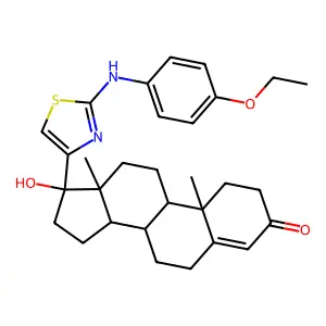17-beta-(2-(p-Ethoxyanilino)-4-thiazolyl)-17-alpha-hydroxyandrost-4-en-3-one structure