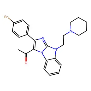 1-[2-(4-bromophenyl)-4-(2-piperidin-1-ylethyl)imidazo[1,2-a]benzimidazol-1-yl]ethanone structure
