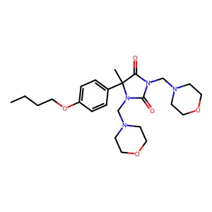 1,3-Bis(morpholinomethyl)-5-(p-butoxyphenyl)-5-methylhydantoin structure