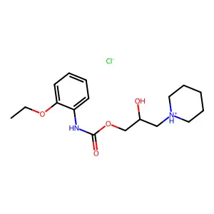 CARBANILIC ACID, o-ETHOXY-, 2-HYDROXY-3-PIPERIDINOPROPYL ESTER, HYDROCHLORIDE structure
