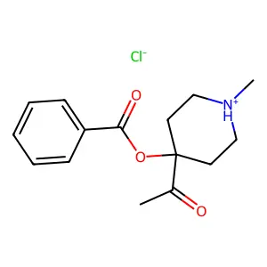 (4-acetyl-1-methylpiperidin-1-ium-4-yl) benzoate chloride structure