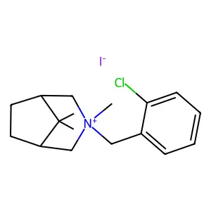 3-[(2-chlorophenyl)methyl]-3,8,8-trimethyl-3-azoniabicyclo[3.2.1]octane iodide structure
