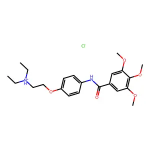 diethyl-[2-[4-[(3,4,5-trimethoxybenzoyl)amino]phenoxy]ethyl]azanium chloride structure