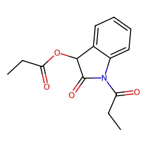 (2-oxo-1-propanoyl-3H-indol-3-yl) propanoate structure