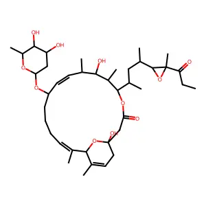 11-(4,5-dihydroxy-6-methyloxan-2-yl)oxy-1,7-dihydroxy-6,8,16,18-tetramethyl-5-[4-(3-methyl-3-propanoyloxiran-2-yl)pentan-2-yl]-4,21-dioxabicyclo[15.3.1]henicosa-9,15,18-trien-3-one structure