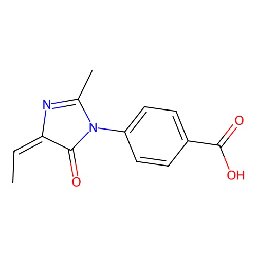 Benzoic acid, 4-(4-ethylidene-4,5-dihydro-2-methyl-5-oxo-1H-imidazol-1-yl)- structure